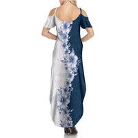 Hawaii Hibiscus Flowers Family Matching Summer Maxi Dress and Hawaiian Shirt Blue Polynesian Pattern LT05 - Polynesian Pride