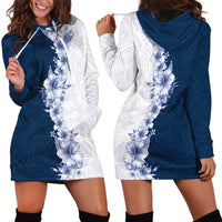 Hawaii Hibiscus Flowers Hoodie Dress Blue Polynesian Pattern LT05 - Polynesian Pride