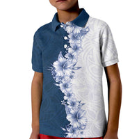 Hawaii Hibiscus Flowers Kid Polo Shirt Blue Polynesian Pattern LT05 Kid Blue - Polynesian Pride