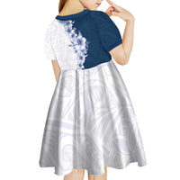 Hawaii Hibiscus Flowers Kid Short Sleeve Dress Blue Polynesian Pattern LT05 - Polynesian Pride