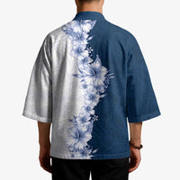 Hawaii Hibiscus Flowers Kimono Blue Polynesian Pattern