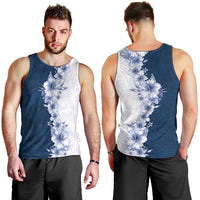Hawaii Hibiscus Flowers Men Tank Top Blue Polynesian Pattern LT05 - Polynesian Pride