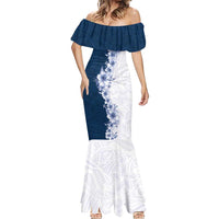 Hawaii Hibiscus Flowers Mermaid Dress Blue Polynesian Pattern LT05 - Polynesian Pride