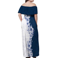 Hawaii Hibiscus Flowers Off Shoulder Maxi Dress Blue Polynesian Pattern LT05 - Polynesian Pride