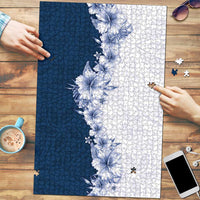 Hawaii Hibiscus Flowers Puzzle Blue Polynesian Pattern LT05 Blue - Polynesian Pride