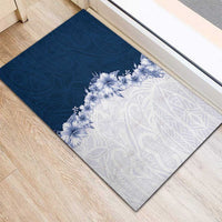 Hawaii Hibiscus Flowers Rubber Doormat Blue Polynesian Pattern LT05 - Polynesian Pride