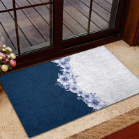 Hawaii Hibiscus Flowers Rubber Doormat Blue Polynesian Pattern LT05 - Polynesian Pride