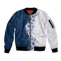 Hawaii Hibiscus Flowers Sleeve Zip Bomber Jacket Blue Polynesian Pattern LT05 Unisex Blue - Polynesian Pride