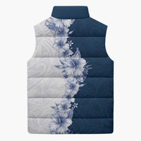 Hawaii Hibiscus Flowers Sleeveless Puffer Jacket Blue Polynesian Pattern LT05 - Polynesian Pride