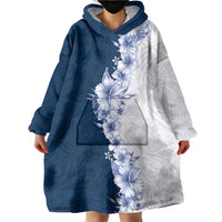 Hawaii Hibiscus Flowers Wearable Blanket Hoodie Blue Polynesian Pattern LT05 - Polynesian Pride