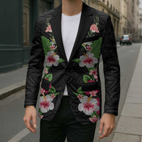 Hawaii Tropical Flowers Blazer Black Polynesian Tattoo Art LT05 - Polynesian Pride