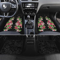 Hawaii Tropical Flowers Car Mats Black Polynesian Tattoo Art LT05 Set 4pcs Black - Polynesian Pride