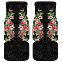 Hawaii Tropical Flowers Car Mats Black Polynesian Tattoo Art LT05 - Polynesian Pride