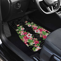 Hawaii Tropical Flowers Car Mats Black Polynesian Tattoo Art LT05 - Polynesian Pride