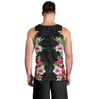 Hawaii Tropical Flowers Men Tank Top Black Polynesian Tattoo Art LT05 - Polynesian Pride