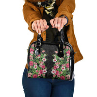 Hawaii Tropical Flowers Shoulder Handbag Black Polynesian Tattoo Art LT05 One Size Black - Polynesian Pride