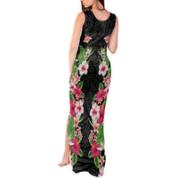 Hawaii Tropical Flowers Tank Maxi Dress Black Polynesian Tattoo Art LT05 - Polynesian Pride