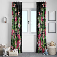 Hawaii Tropical Flowers Window Curtain Black Polynesian Tattoo Art LT05 - Polynesian Pride