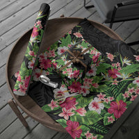 Hawaii Tropical Flowers Wrapping Paper Black Polynesian Tattoo Art LT05 - Polynesian Pride