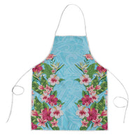 Hawaii Tropical Flowers Apron Sky Blue Polynesian Tattoo Art