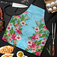 Hawaii Tropical Flowers Apron Sky Blue Polynesian Tattoo Art