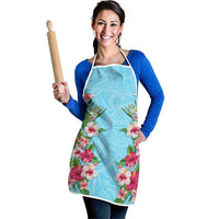Hawaii Tropical Flowers Apron Sky Blue Polynesian Tattoo Art