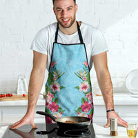 Hawaii Tropical Flowers Apron Sky Blue Polynesian Tattoo Art