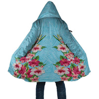 Hawaii Tropical Flowers Cloak Sky Blue Polynesian Tattoo Art LT05 Unisex Blue - Polynesian Pride