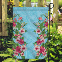 Hawaii Tropical Flowers Garden Flag Sky Blue Polynesian Tattoo Art LT05 Garden Flag Blue - Polynesian Pride
