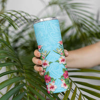 Hawaii Tropical Flowers Skinny Tumbler Sky Blue Polynesian Tattoo Art LT05 - Polynesian Pride