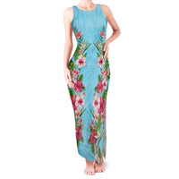 Hawaii Tropical Flowers Tank Maxi Dress Sky Blue Polynesian Tattoo Art LT05 Women Blue - Polynesian Pride