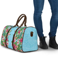 Hawaii Tropical Flowers Travel Bag Sky Blue Polynesian Tattoo Art