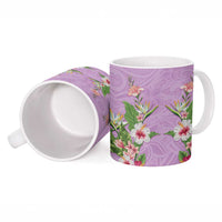 Hawaii Tropical Flowers Ceramic Mug Lavender Polynesian Tattoo Art LT05 - Polynesian Pride