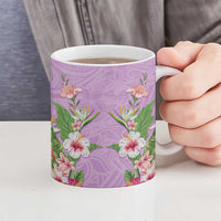 Hawaii Tropical Flowers Ceramic Mug Lavender Polynesian Tattoo Art LT05 - Polynesian Pride