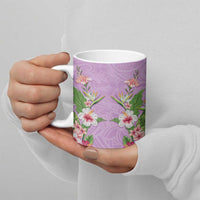 Hawaii Tropical Flowers Ceramic Mug Lavender Polynesian Tattoo Art LT05 - Polynesian Pride