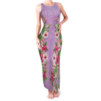 Hawaii Tropical Flowers Family Matching Tank Maxi Dress and Hawaiian Shirt Lavender Polynesian Tattoo Art