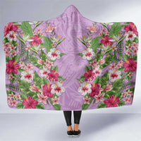 Hawaii Tropical Flowers Hooded Blanket Lavender Polynesian Tattoo Art LT05 One Size Lavender - Polynesian Pride