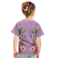 Hawaii Tropical Flowers Kid T Shirt Lavender Polynesian Tattoo Art LT05 - Polynesian Pride