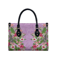 Hawaii Tropical Flowers Leather Bag Lavender Polynesian Tattoo Art LT05 - Polynesian Pride