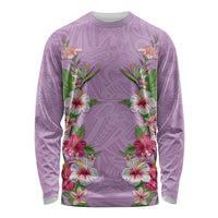 Hawaii Tropical Flowers Long Sleeve Shirt Lavender Polynesian Tattoo Art LT05 Unisex Lavender - Polynesian Pride