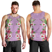 Hawaii Tropical Flowers Men Tank Top Lavender Polynesian Tattoo Art LT05 - Polynesian Pride