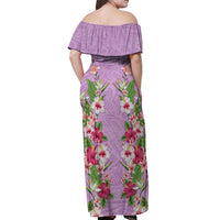 Hawaii Tropical Flowers Off Shoulder Maxi Dress Lavender Polynesian Tattoo Art LT05 - Polynesian Pride