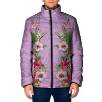 Hawaii Tropical Flowers Padded Jacket Lavender Polynesian Tattoo Art LT05 Men Lavender - Polynesian Pride