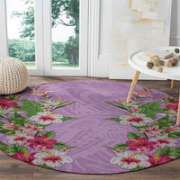 Hawaii Tropical Flowers Round Carpet Lavender Polynesian Tattoo Art LT05 - Polynesian Pride