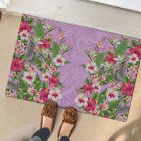 Hawaii Tropical Flowers Rubber Doormat Lavender Polynesian Tattoo Art LT05 - Polynesian Pride