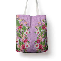 Hawaii Tropical Flowers Tote Bag Lavender Polynesian Tattoo Art LT05 - Polynesian Pride
