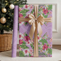 Hawaii Tropical Flowers Wrapping Paper Lavender Polynesian Tattoo Art LT05 - Polynesian Pride