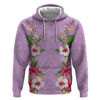 Hawaii Tropical Flowers Zip Hoodie Lavender Polynesian Tattoo Art LT05 Pullover Hoodie Lavender - Polynesian Pride