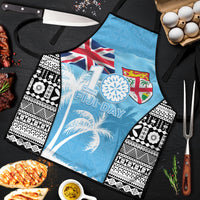 Fiji Day 2026 Apron Masi Tapa Pattern With Palm Tree LT05 Blue - Polynesian Pride