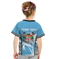 Personalised Fiji Day 2026 Kid T Shirt Masi Tapa Pattern With Palm Tree LT05 - Polynesian Pride